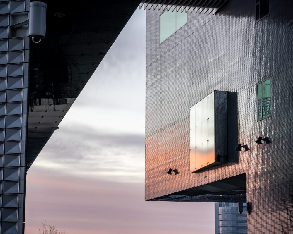 A closeup shot of a textured facade of a modern building